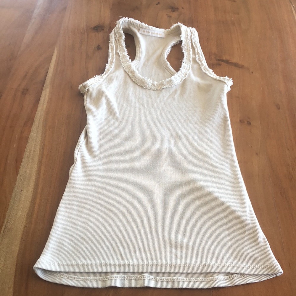 Pookie & Sebastian Cream Color Ribbed Embellished Tank - EUC - Picture 2 of 5